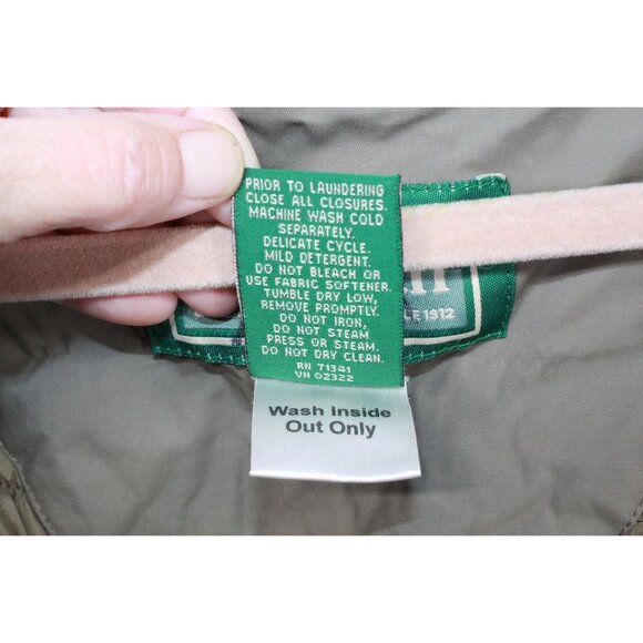 LL Bean Olive Green Nylon Insulated Hooded Outdoor Jacket Size L - Picture 9 of 11